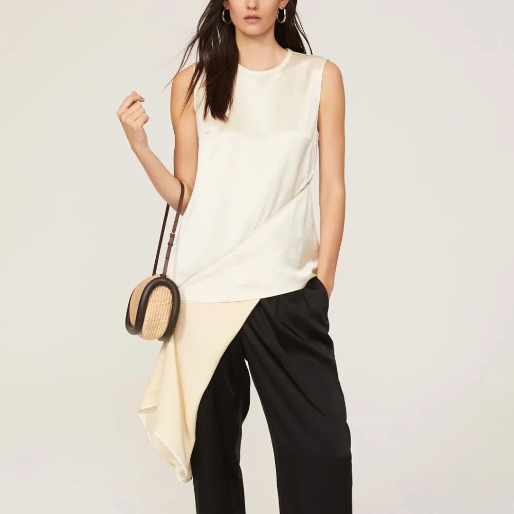 JW Anderson $650 Off White zip detail Luxe crepe satin Dress / Tunic Tank Top 6